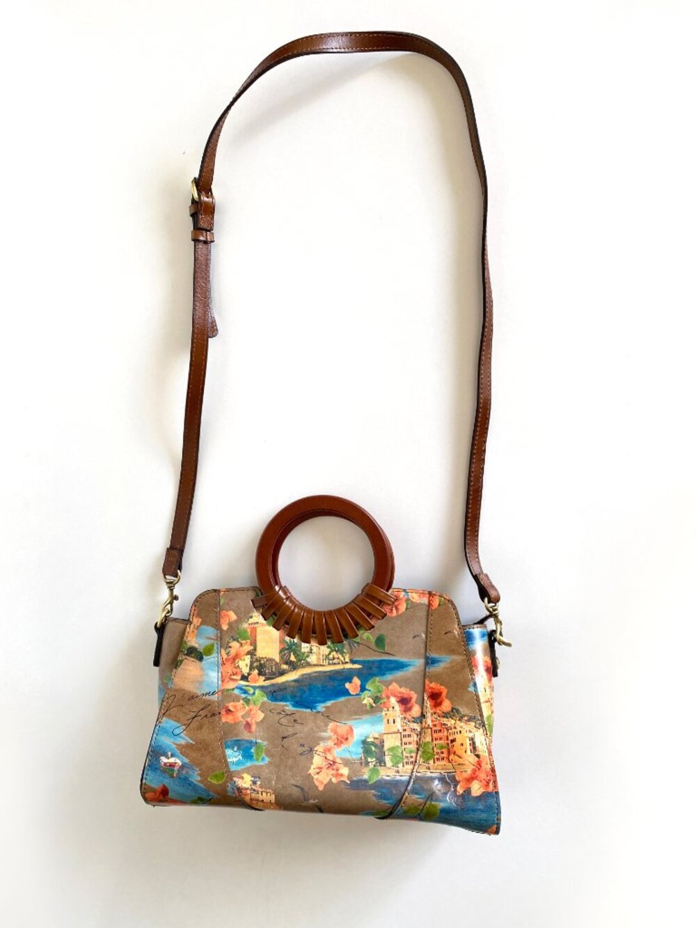 Patricia Nash Leather French Riviera Collection Lyon Satchel Crossbody Bag - Picture 2 of 14